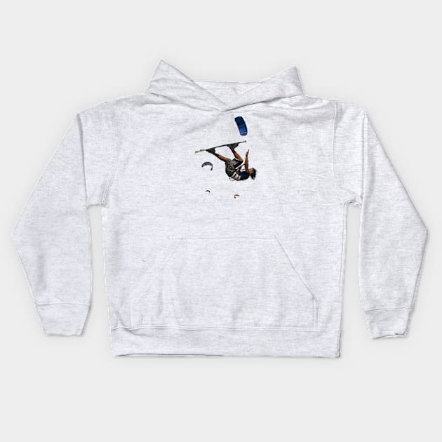 Kitesurfer Somersaulting Color Illustration Kids Hoodie by taiche